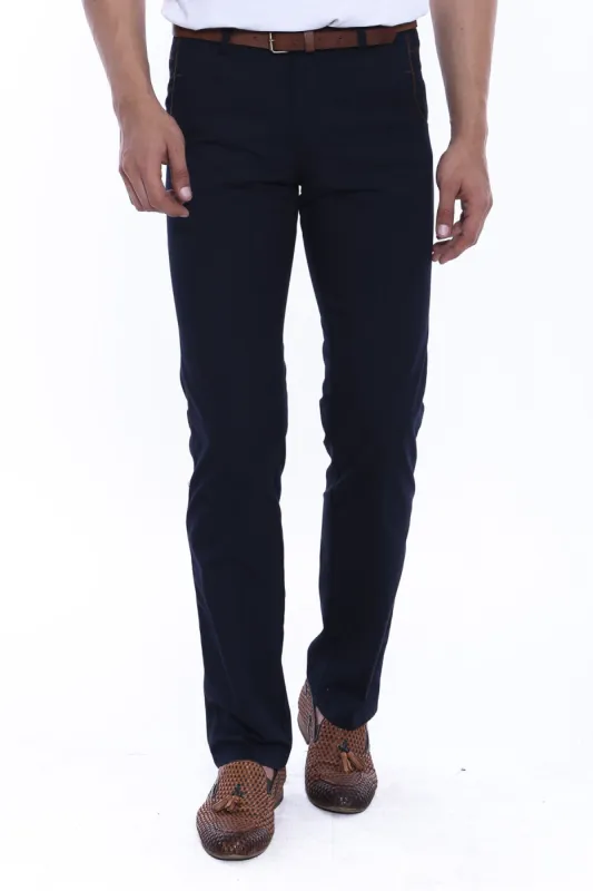 Cotton Navy Blue Men Pants - Wessi sold by Wessi