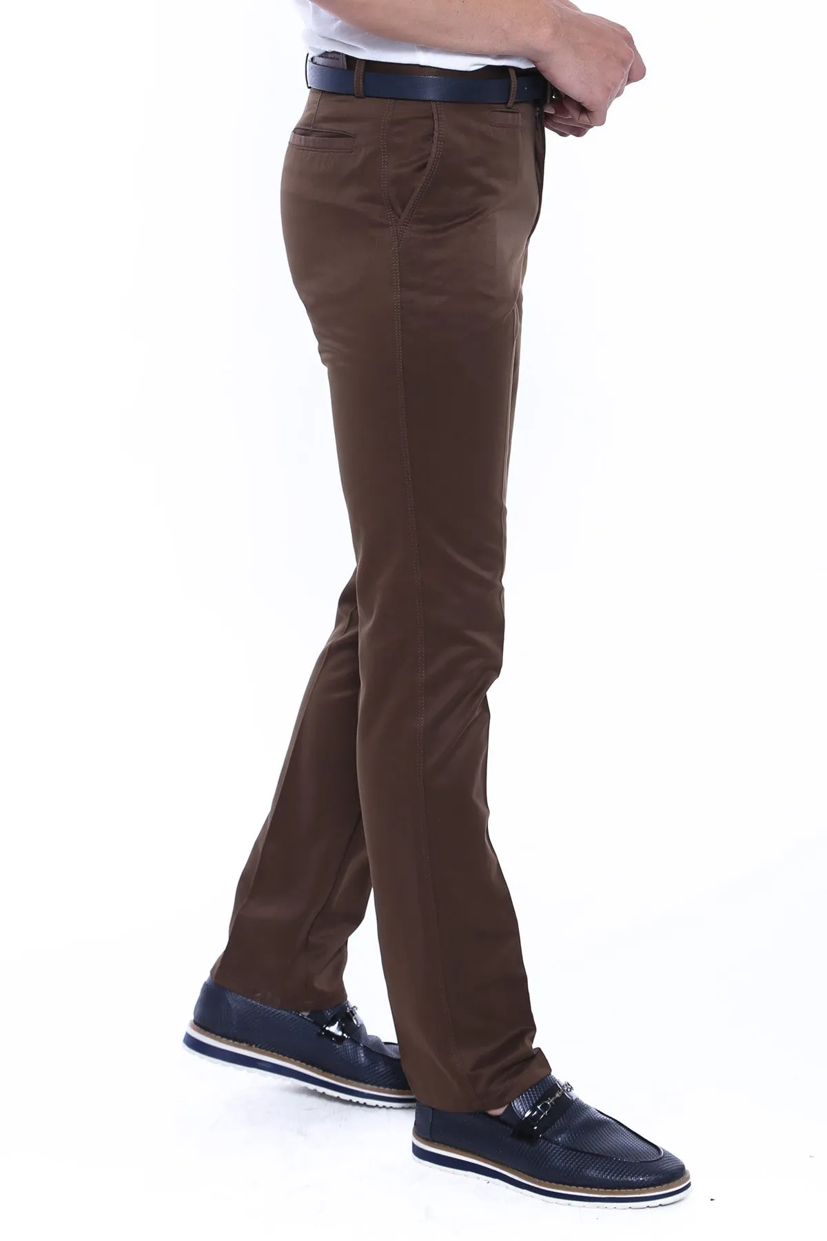 Slim Fit 5 Pockets Suede Brown Men Pants sold by Wessi product image thumbnail 2