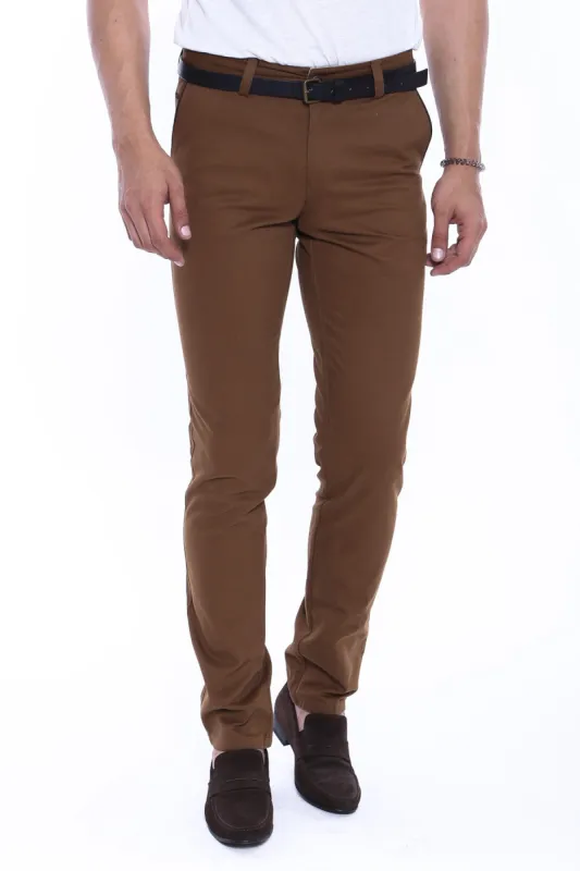 5 Pocket Stitched Pockets Cotton Tan Men Trousers sold by Wessi