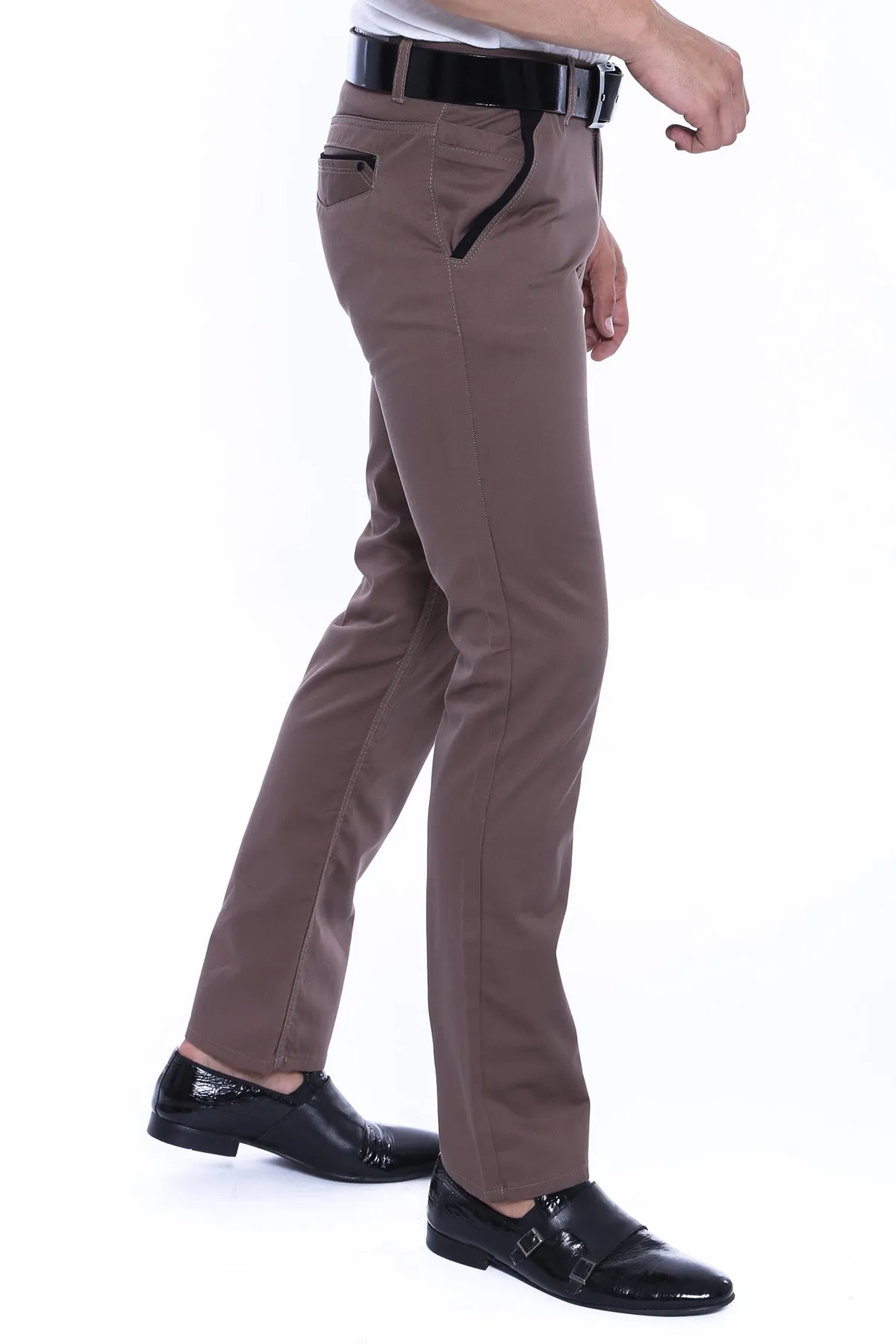 Garment Stitched Pockets Cotton Dark Beige Men Trousers sold by Wessi product image thumbnail 2