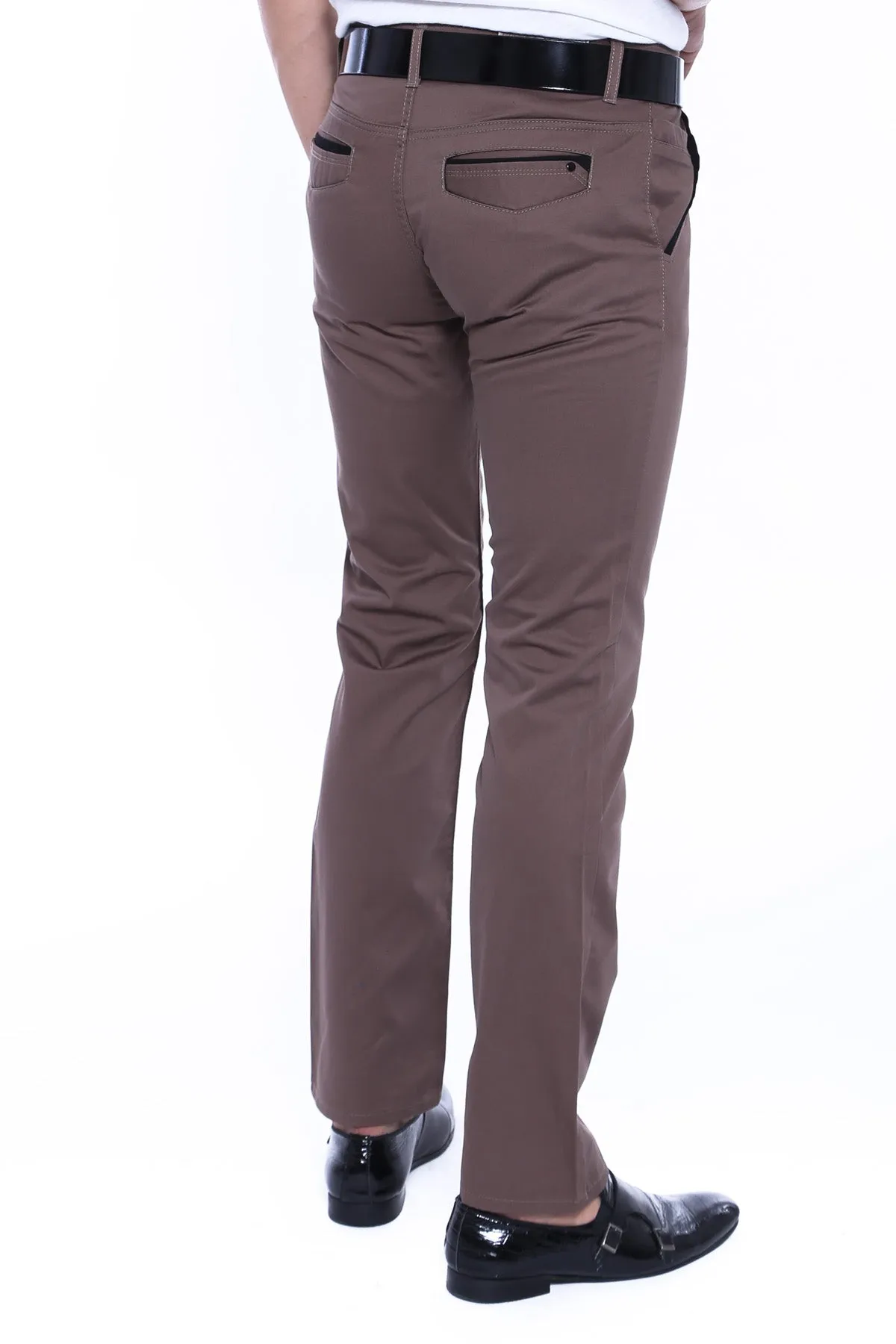 Garment Stitched Pockets Cotton Dark Beige Men Trousers sold by Wessi product image thumbnail 3