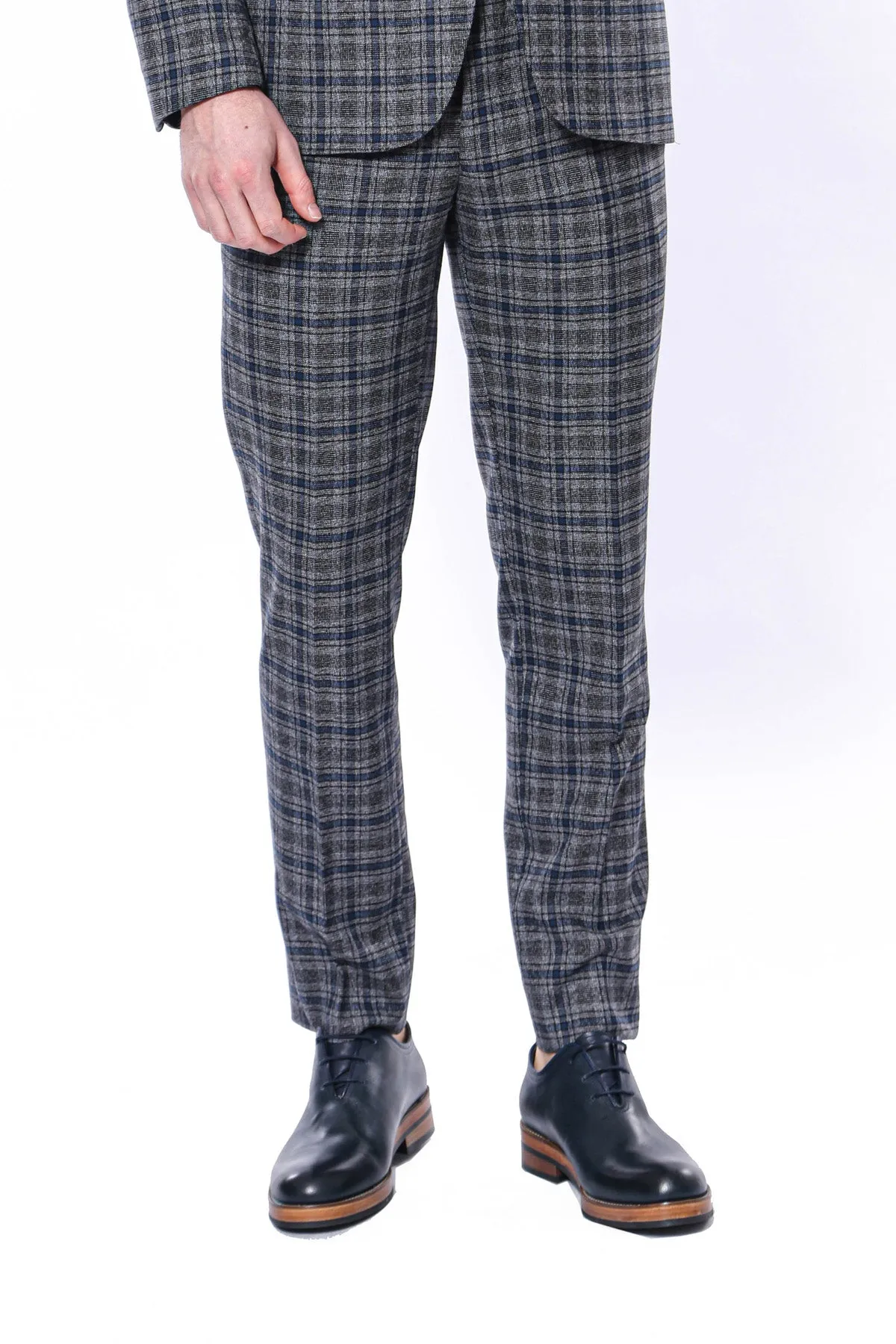 Checked Dark Grey-Navy Blue Men Pants - Wessi sold by Wessi