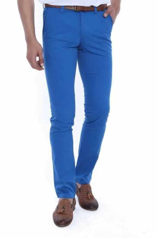 5 Pockets Sax Blue Men Pants - Wessi sold by Wessi