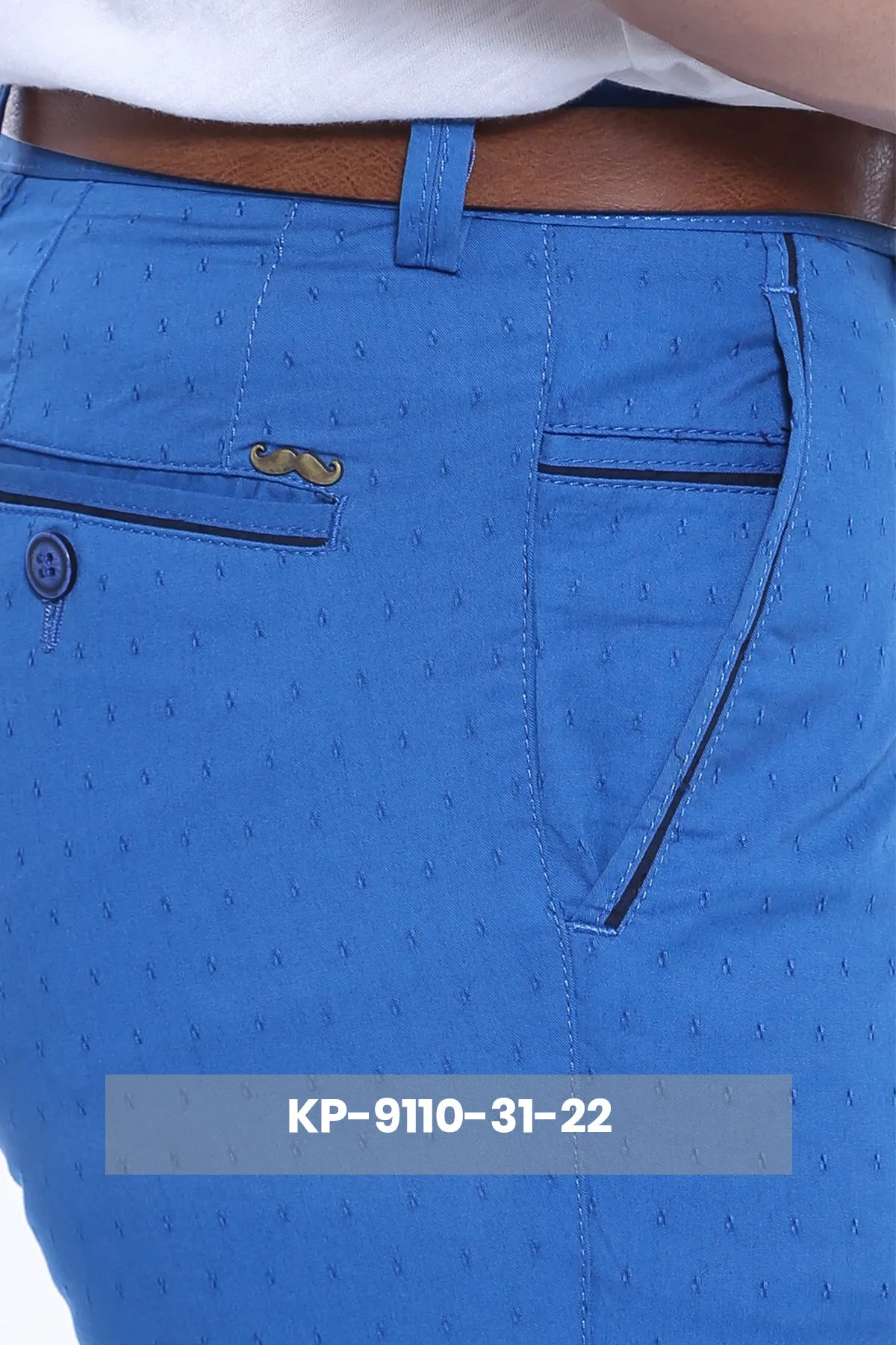 5 Pockets Sax Blue Men Pants - Wessi sold by Wessi product image thumbnail 4