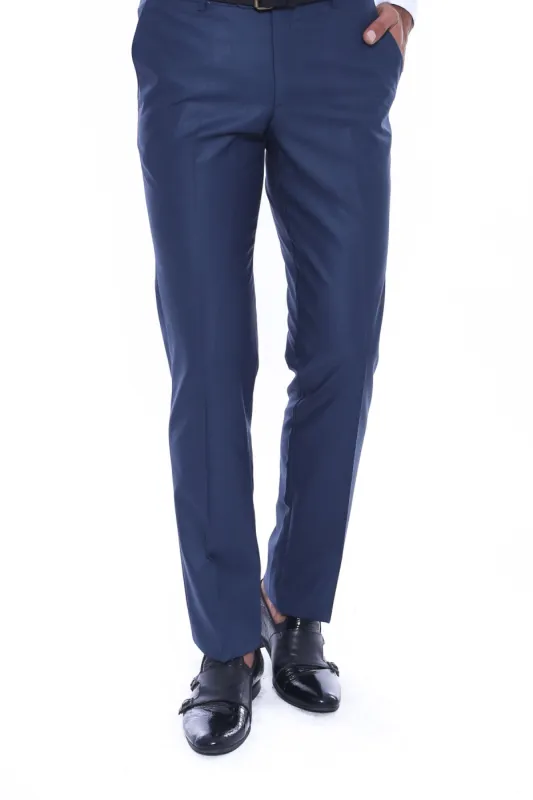 Navy Blue Slim Fit Plain Men Pants - Wessi sold by Wessi