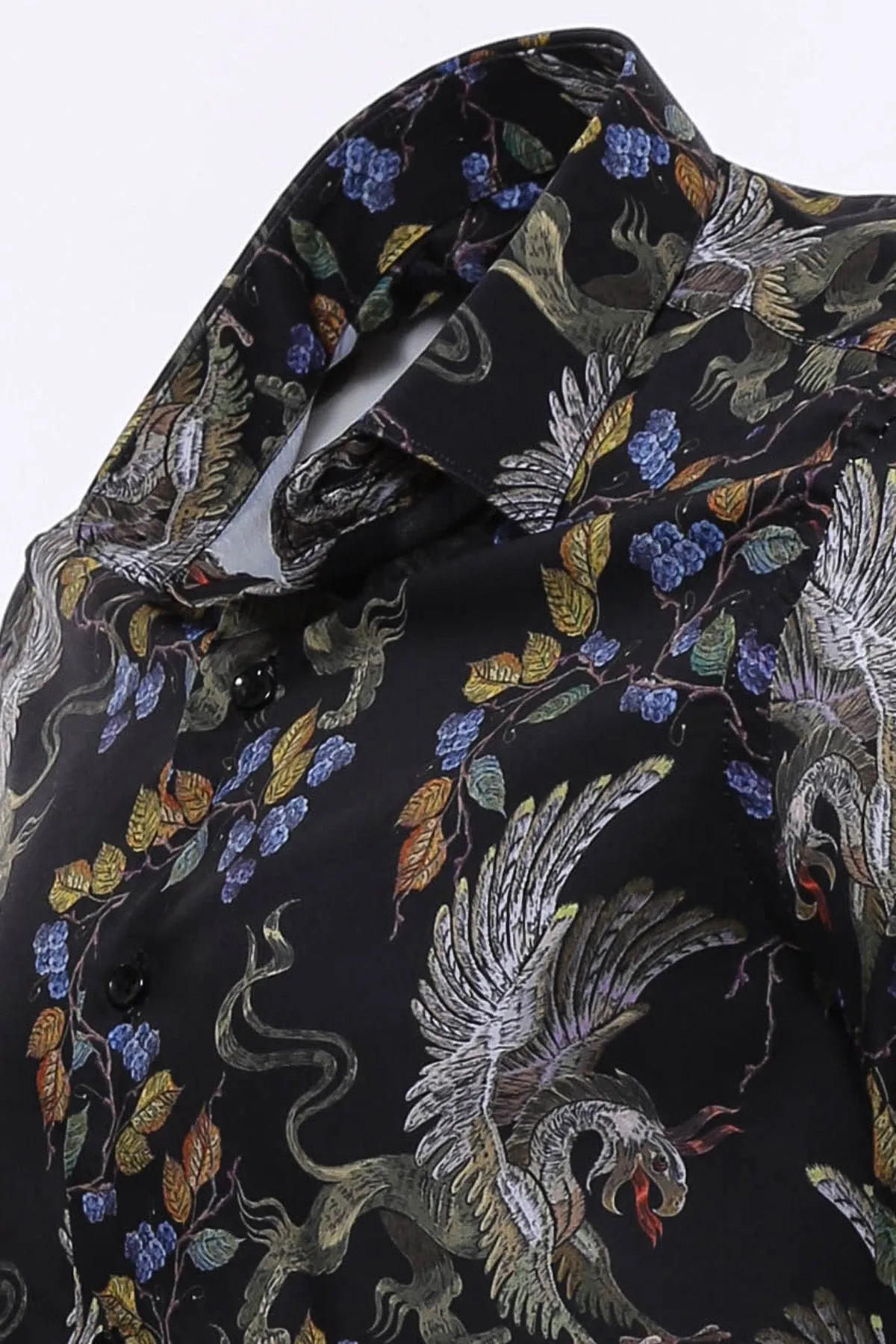 Patterned Slim Fit Long Sleeves Black Men Shirt - Wessi sold by Wessi product image thumbnail 2