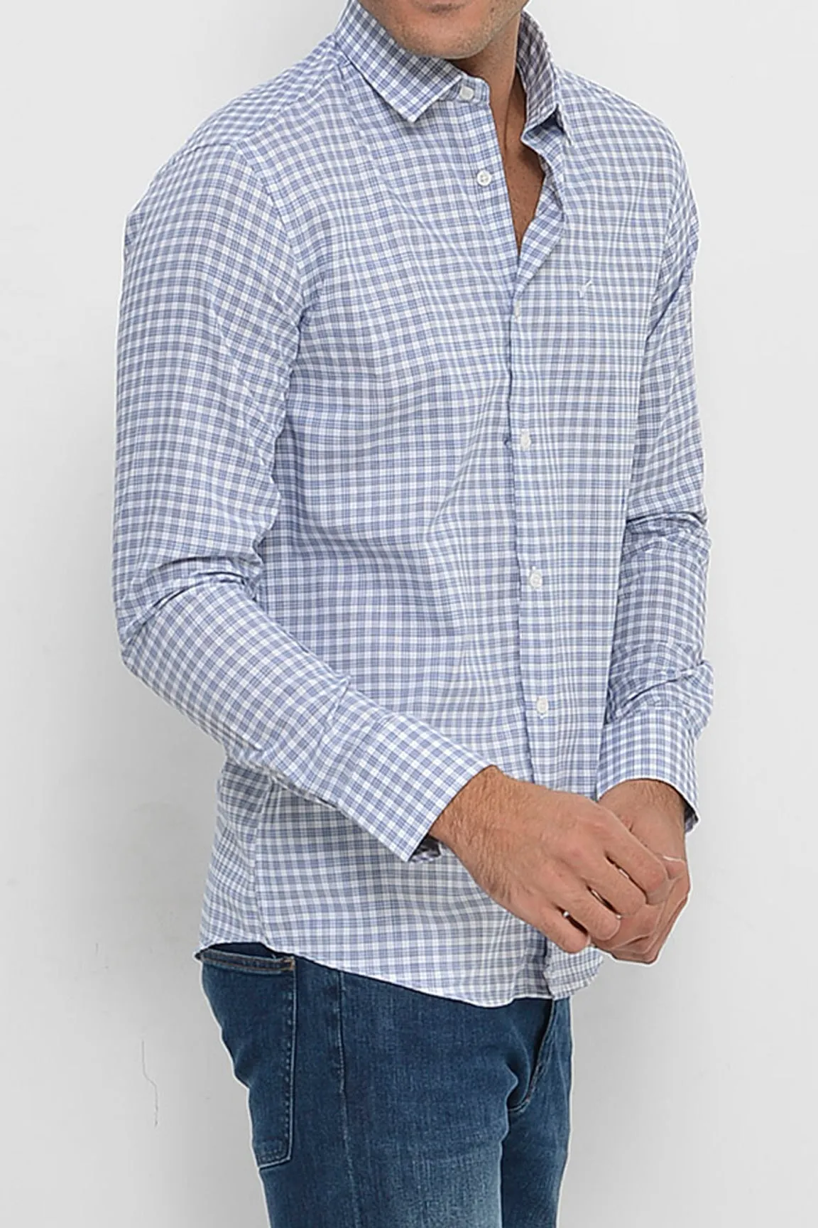 Slim Fit Plaid Patterned Navy Blue Shirt - Wessi sold by Wessi