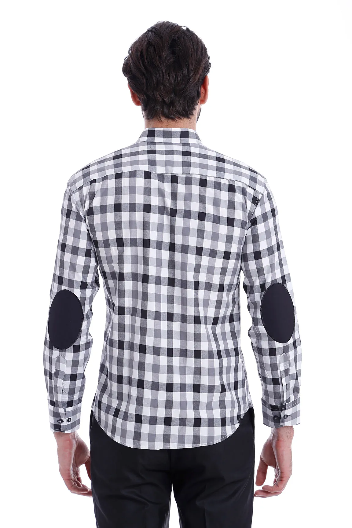 Slim Fit Plaid Patterned Grey Shirt - Wessi sold by Wessi product image thumbnail 3