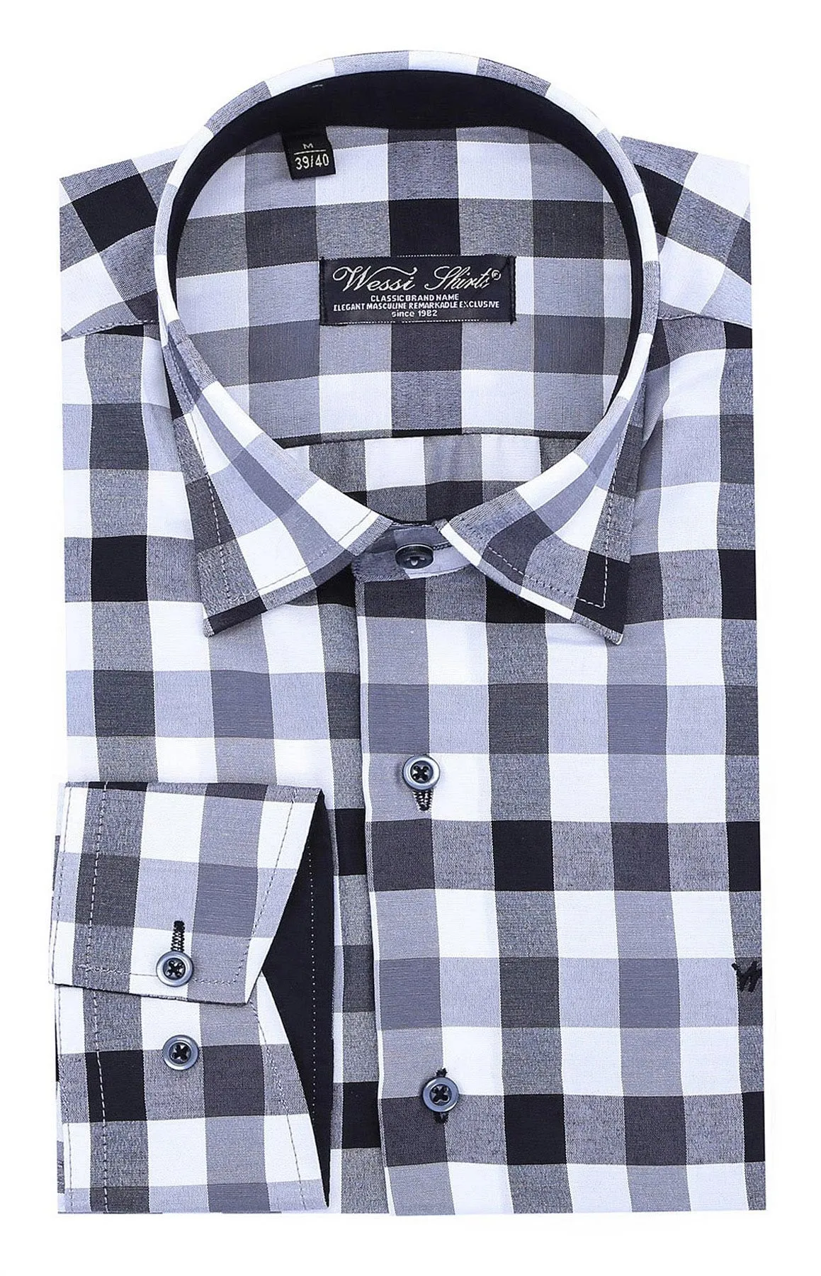Slim Fit Plaid Patterned Grey Shirt - Wessi sold by Wessi product image thumbnail 4