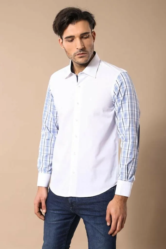 Plaid Arm White Shirt-Wessi sold by Wessi product image thumbnail 3
