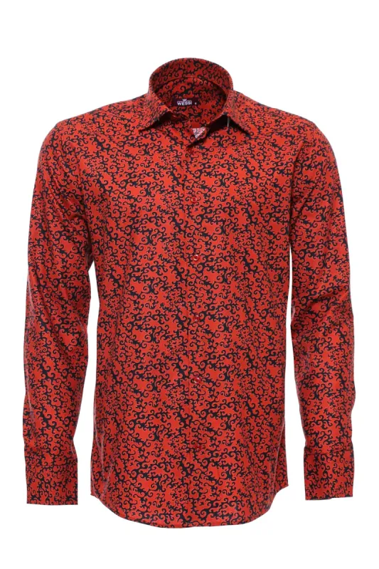 Black Patterned Shirt Over Burgundy - Wessi sold by Wessi