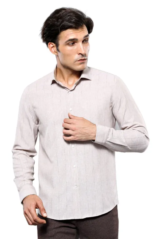 Plaid Beige Slim-Fit Shirt | Wessi - Wessi sold by Wessi