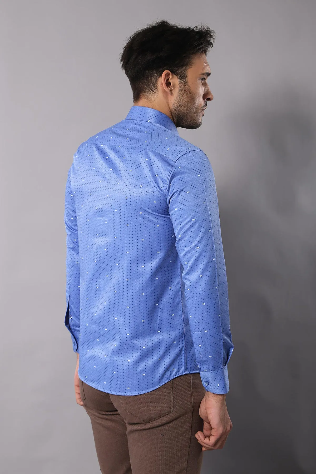 Dot Patterned Blue Shirt | Wessi - Wessi sold by Wessi product image thumbnail 4