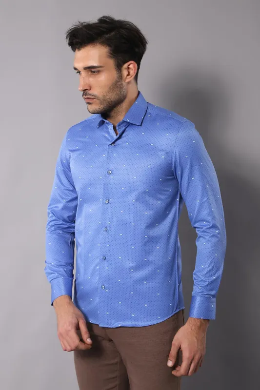 Dot Patterned Blue Shirt | Wessi - Wessi sold by Wessi