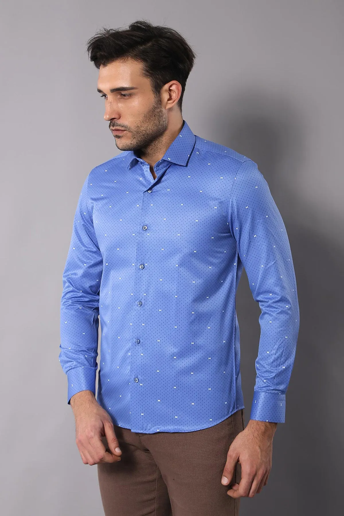 Dot Patterned Blue Shirt | Wessi - Wessi sold by Wessi