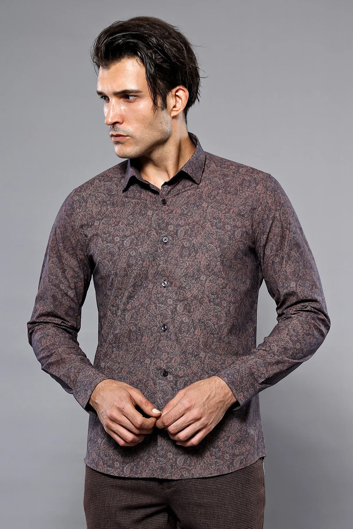 Brown Patterned Shirt | Wessi - Wessi sold by Wessi product image thumbnail 2
