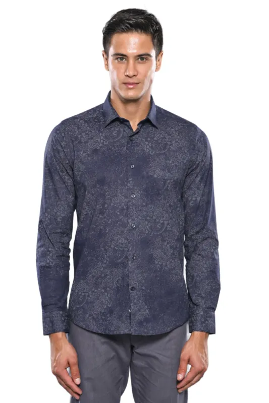 Patterned Navy Blue Shirt | Wessi - Wessi sold by Wessi