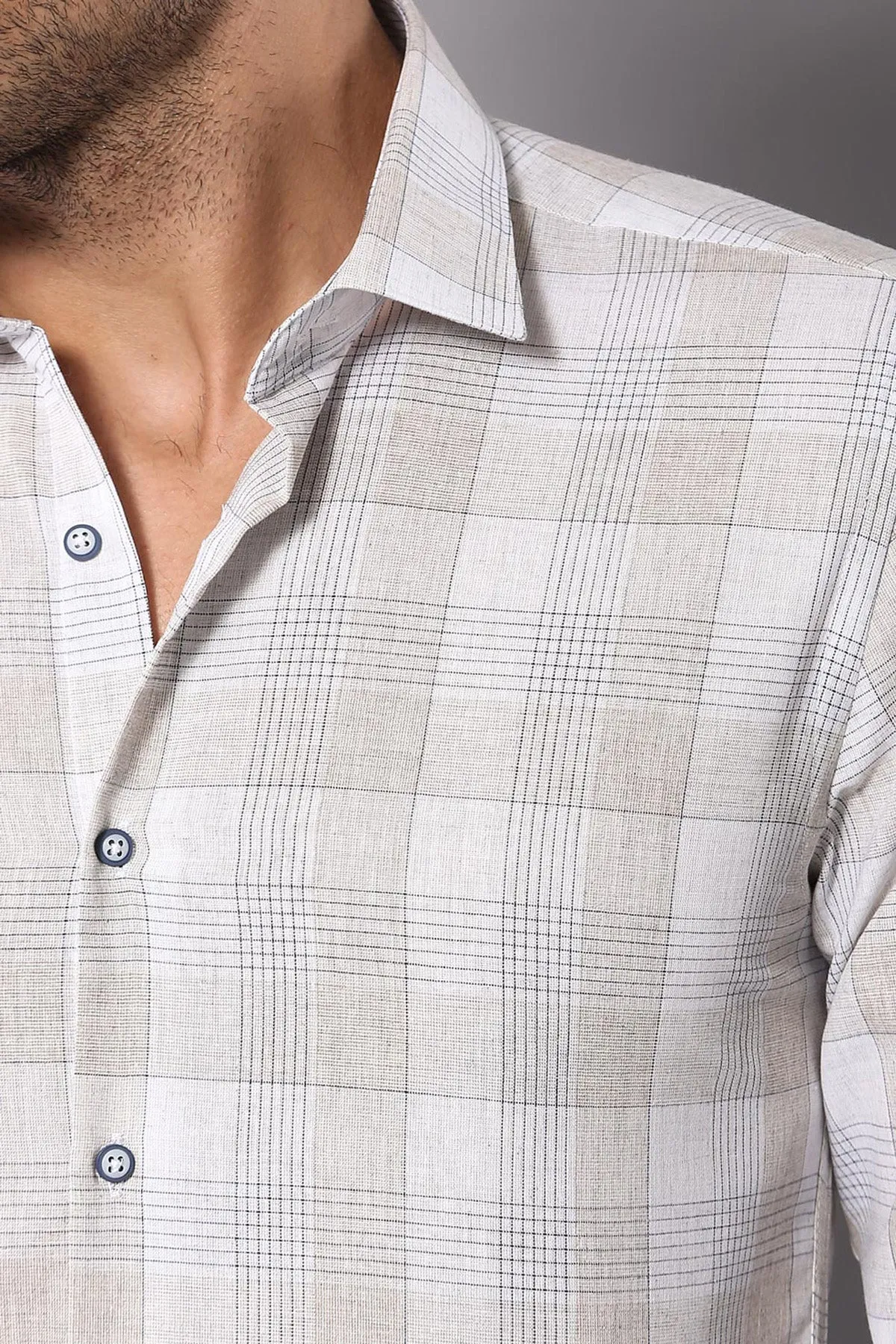 Slim Fit Checked Beige Shirt - Wessi sold by Wessi product image thumbnail 4