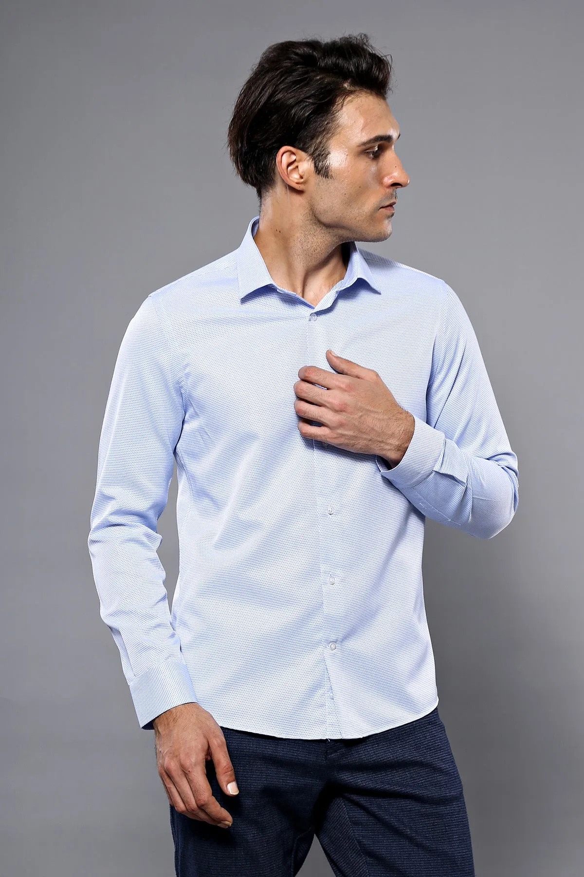 Dot Patterned Casual Blue Shirt | Wessi - Wessi sold by Wessi product image thumbnail 4