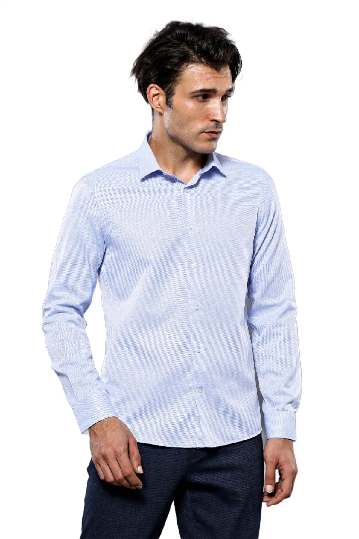 Dot Patterned Casual Blue Shirt | Wessi - Wessi sold by Wessi
