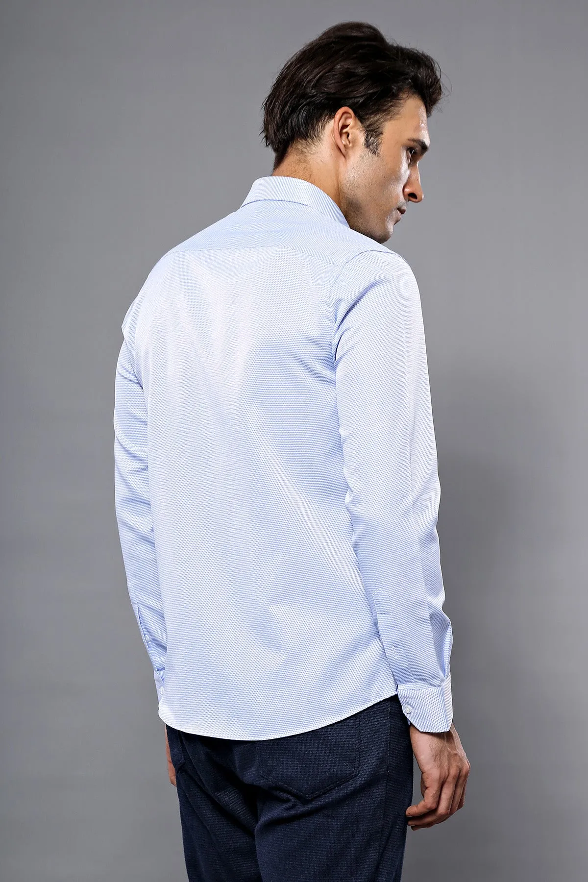 Dot Patterned Casual Blue Shirt | Wessi - Wessi sold by Wessi product image thumbnail 3