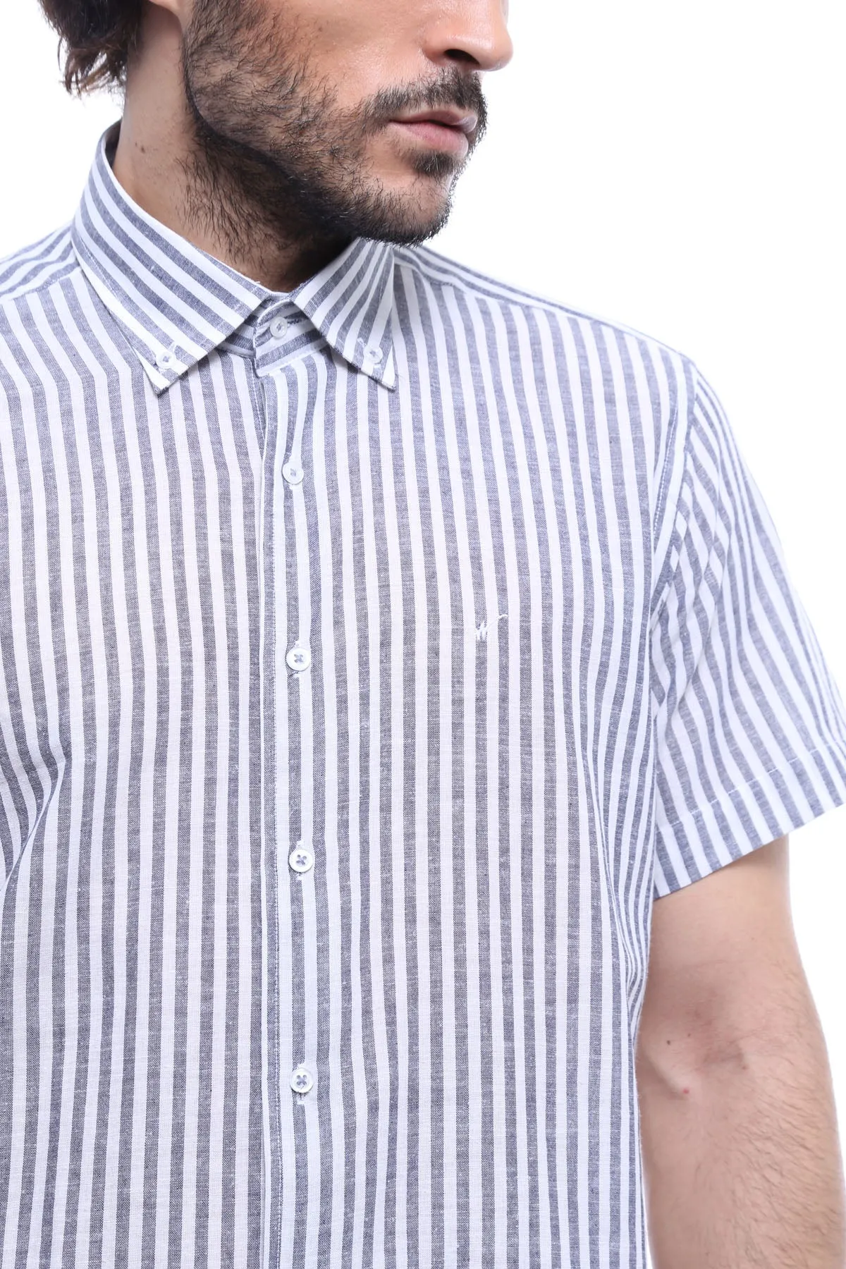 Regular Striped Short Sleeve White Shirt-Wessi sold by Wessi product image thumbnail 3