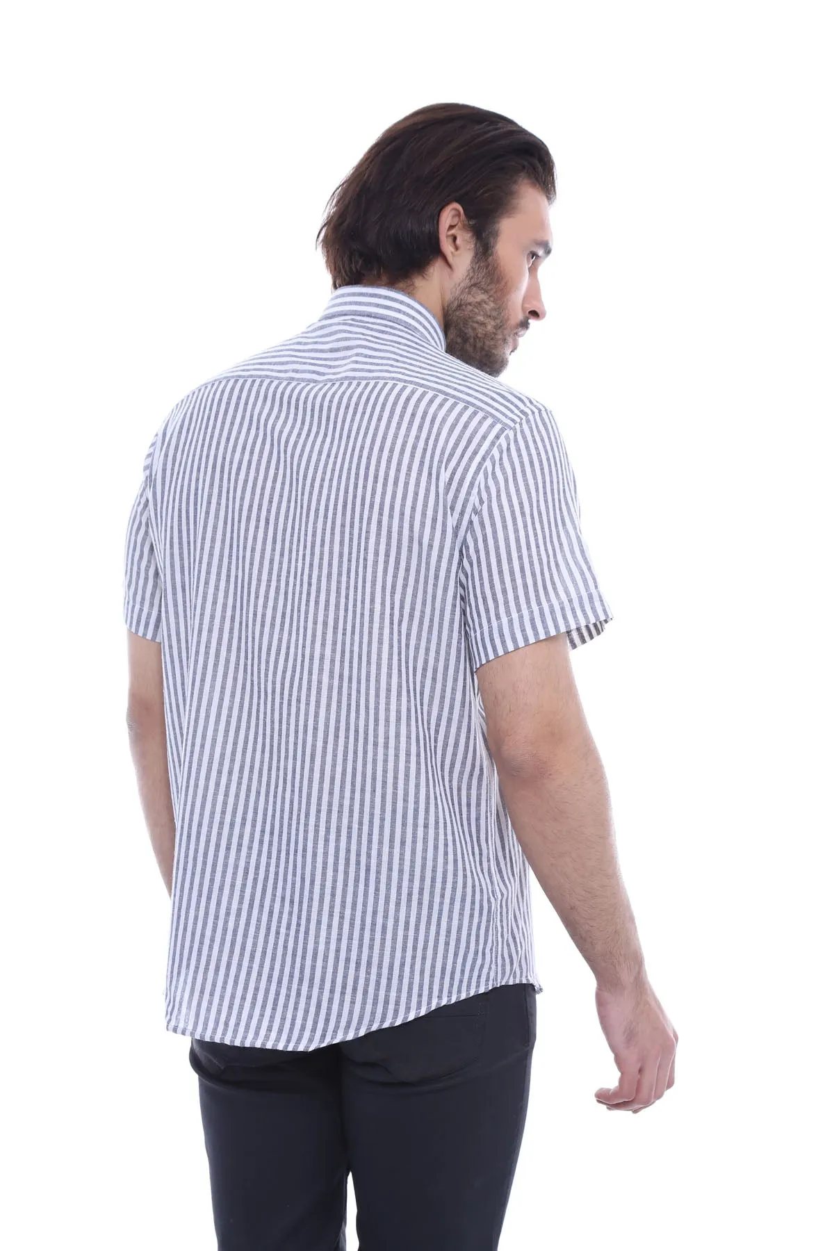 Regular Striped Short Sleeve White Shirt-Wessi sold by Wessi product image thumbnail 2