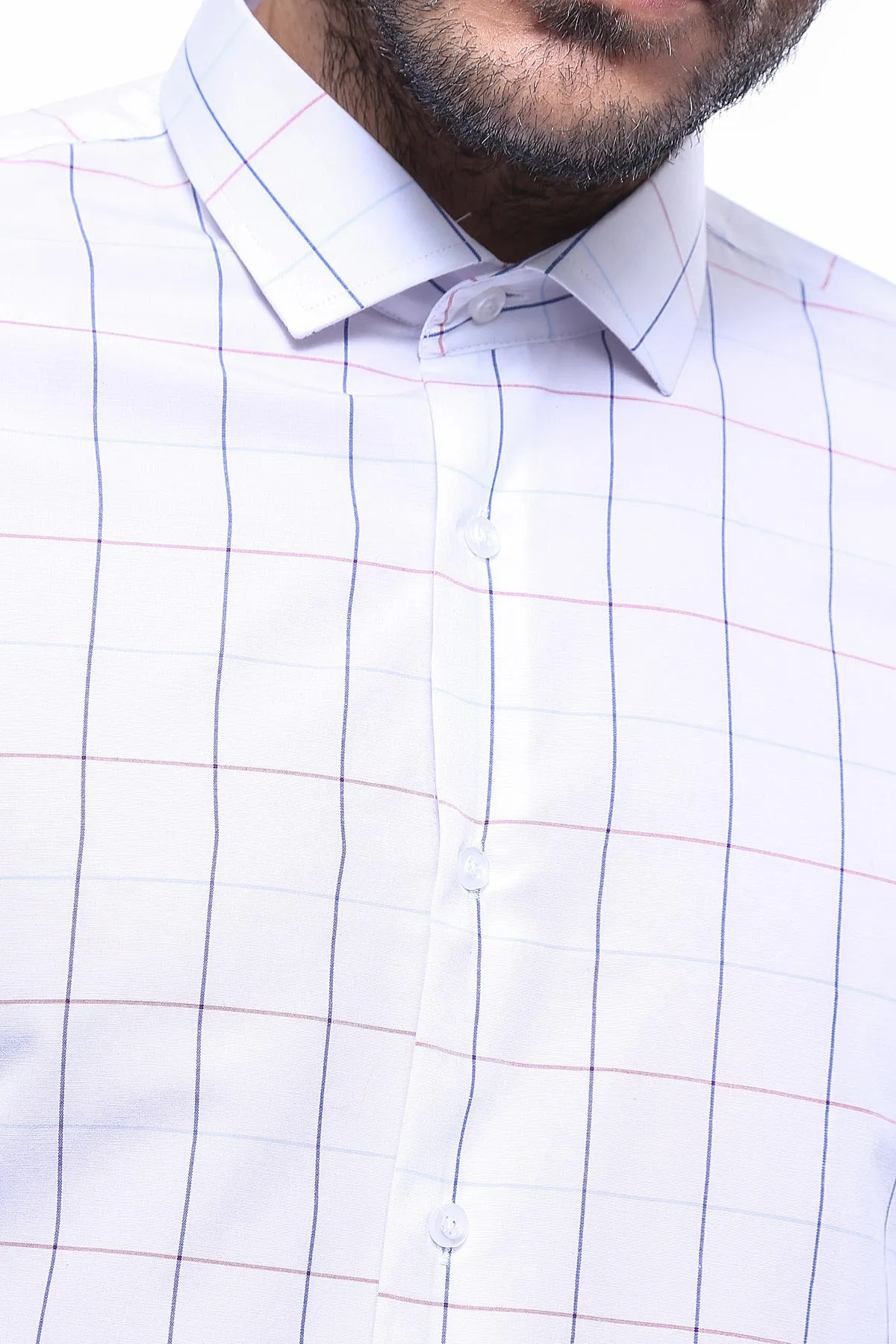 White Slim Fit Plaid Men's Shirt | Wessi sold by Wessi product image thumbnail 2