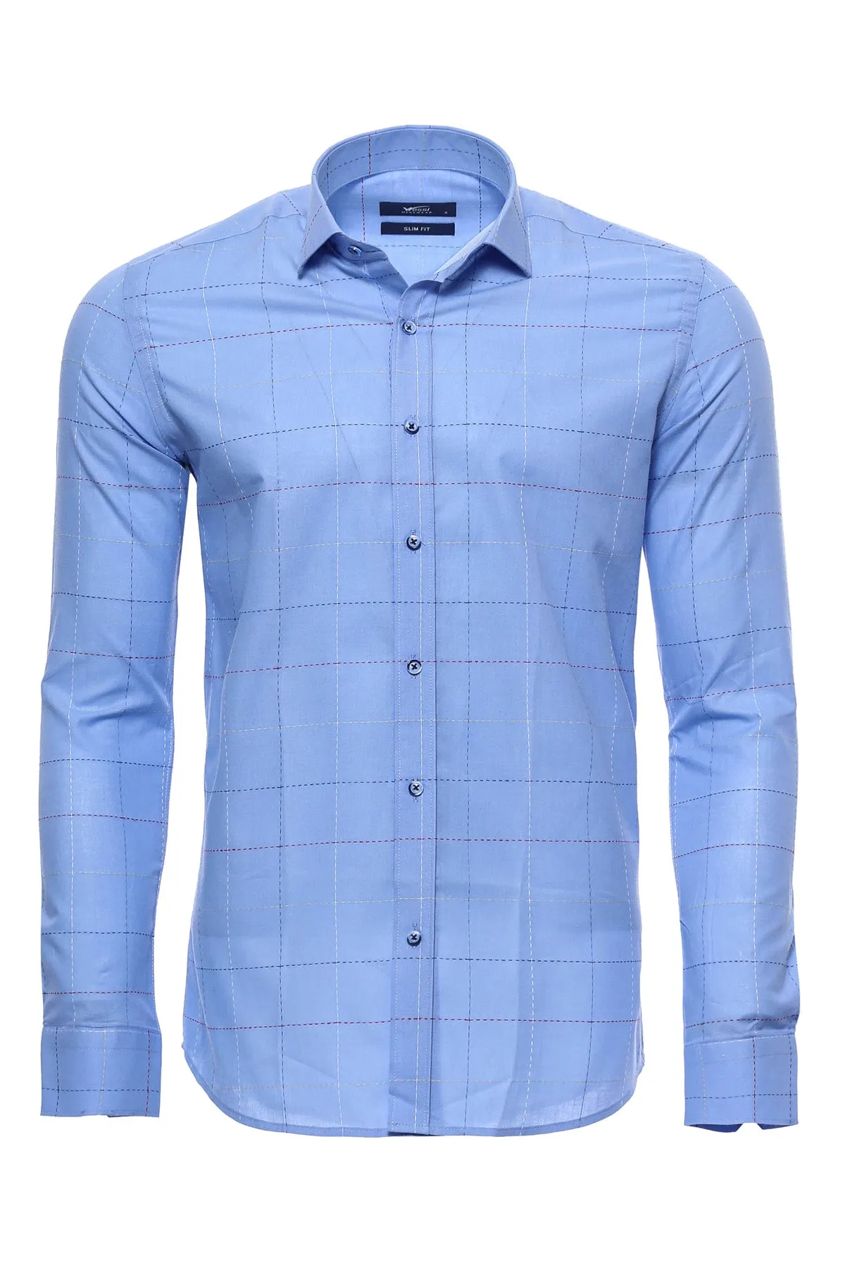 Slim Fit Plaid Blue Shirt - Wessi sold by Wessi