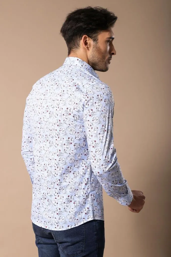 Patterned Cotton Light Blue Shirt-Wessi sold by Wessi product image thumbnail 4