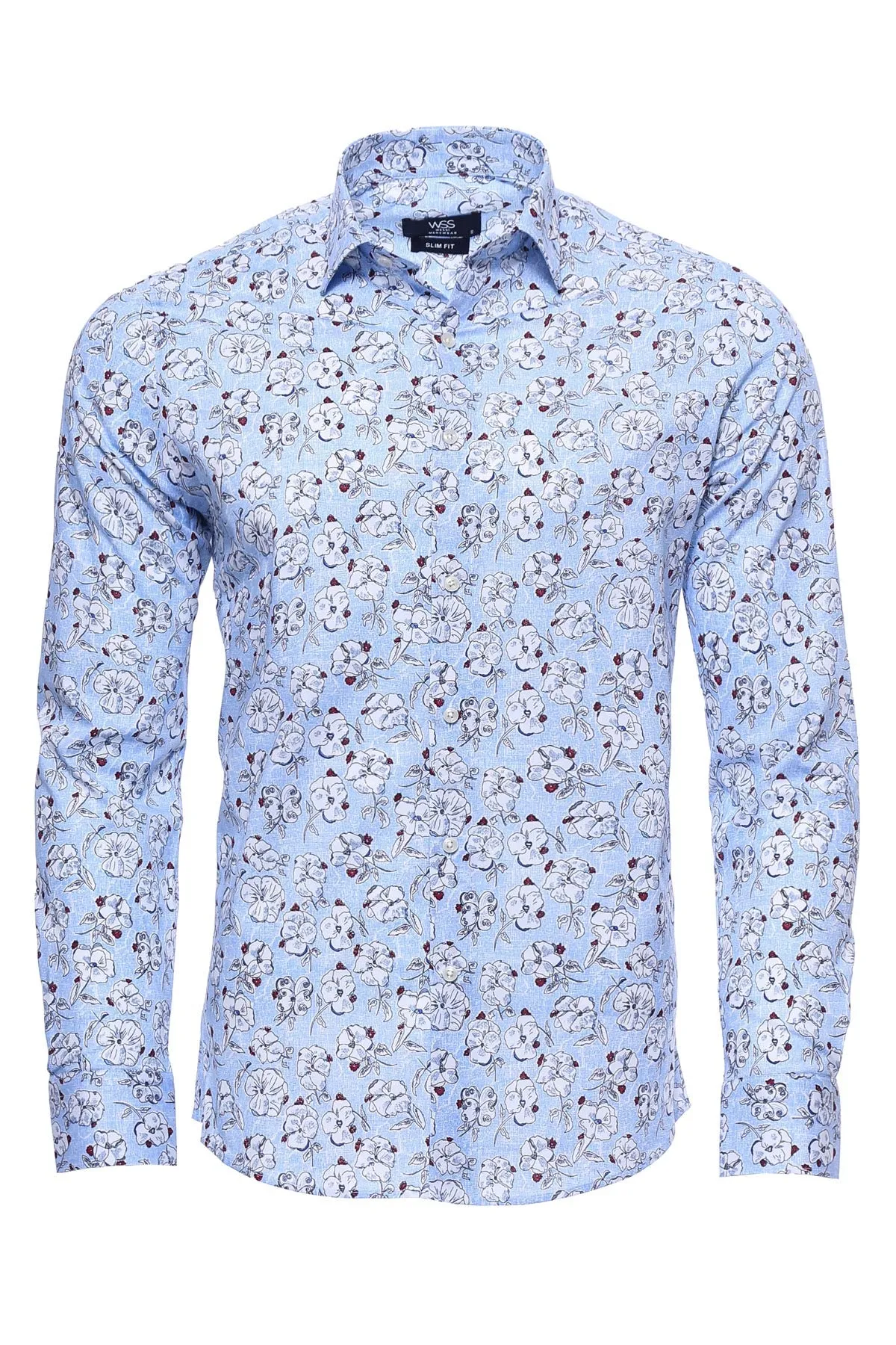 Patterned Cotton Light Blue Shirt-Wessi sold by Wessi