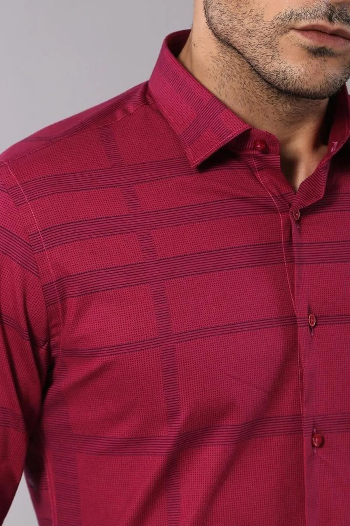 Patterned Striped Burgundy Shirt-Wessi sold by Wessi product image thumbnail 2