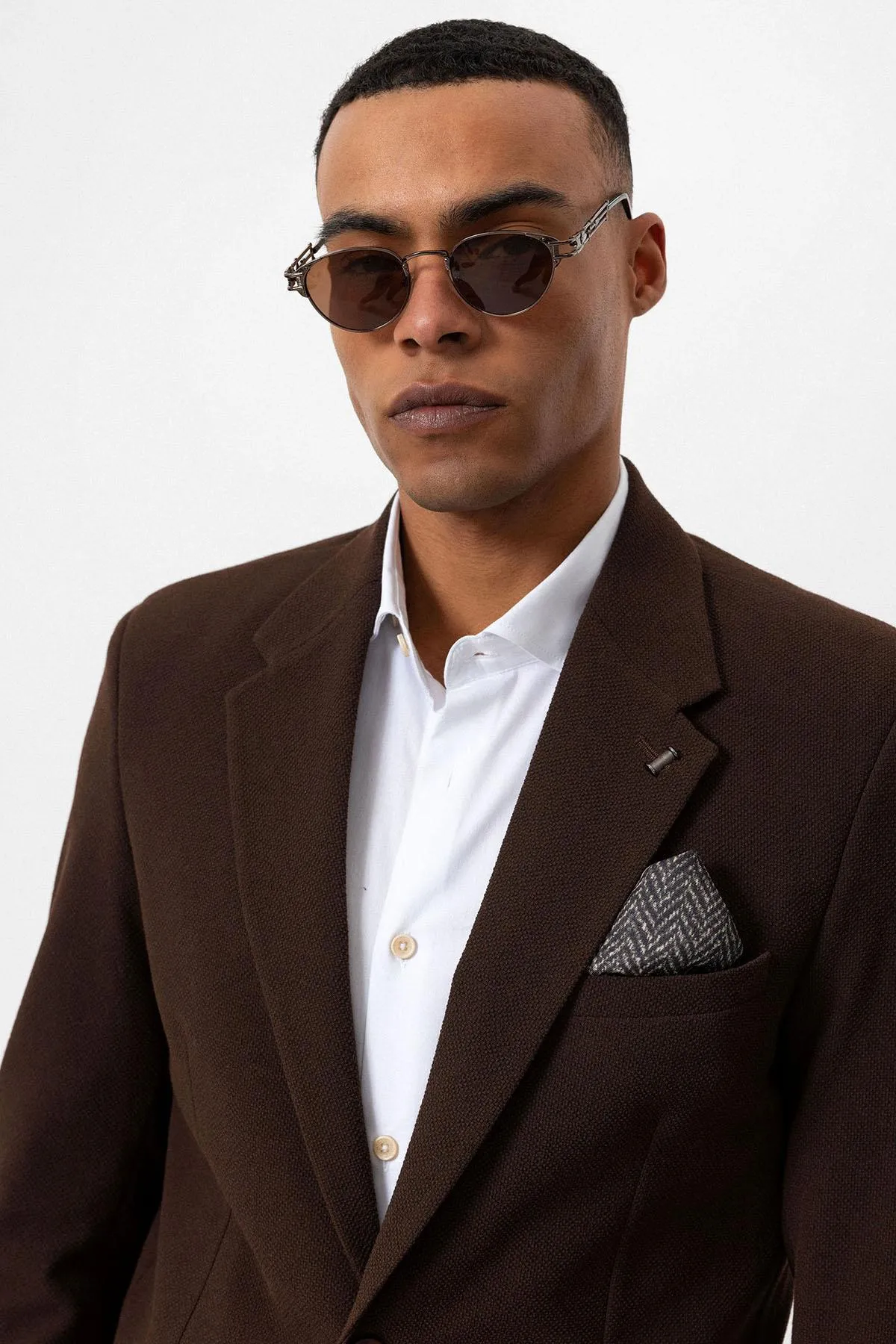 Men's Brown Plain Single-Button Blazer - Wessi sold by Wessi product image thumbnail 5