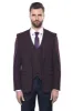 Burgundy Slim Fit Suit, White Shirt, and Navy Blue Tie Modern Classic Look - Wessi sold by Wessi