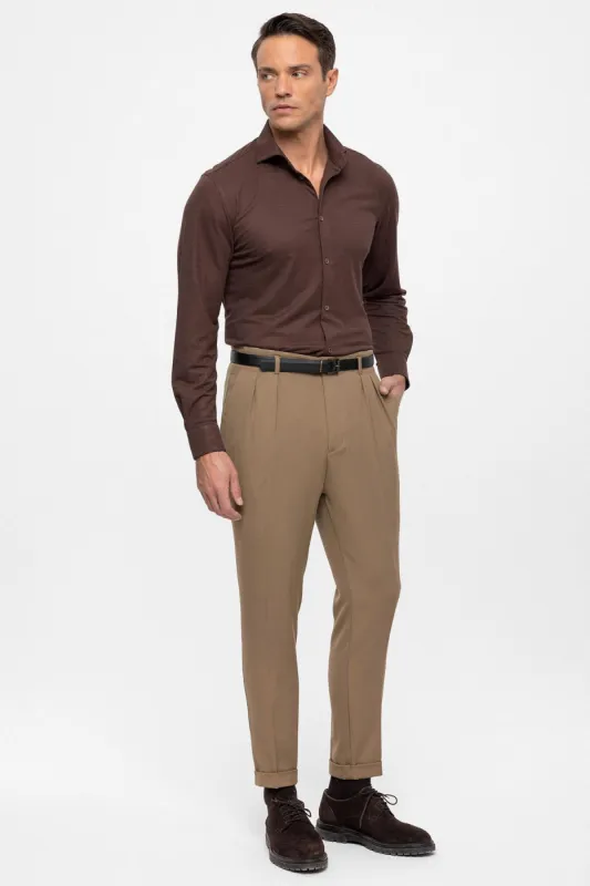 Men's Mink High Waist Belted Trousers - Wessi sold by Wessi