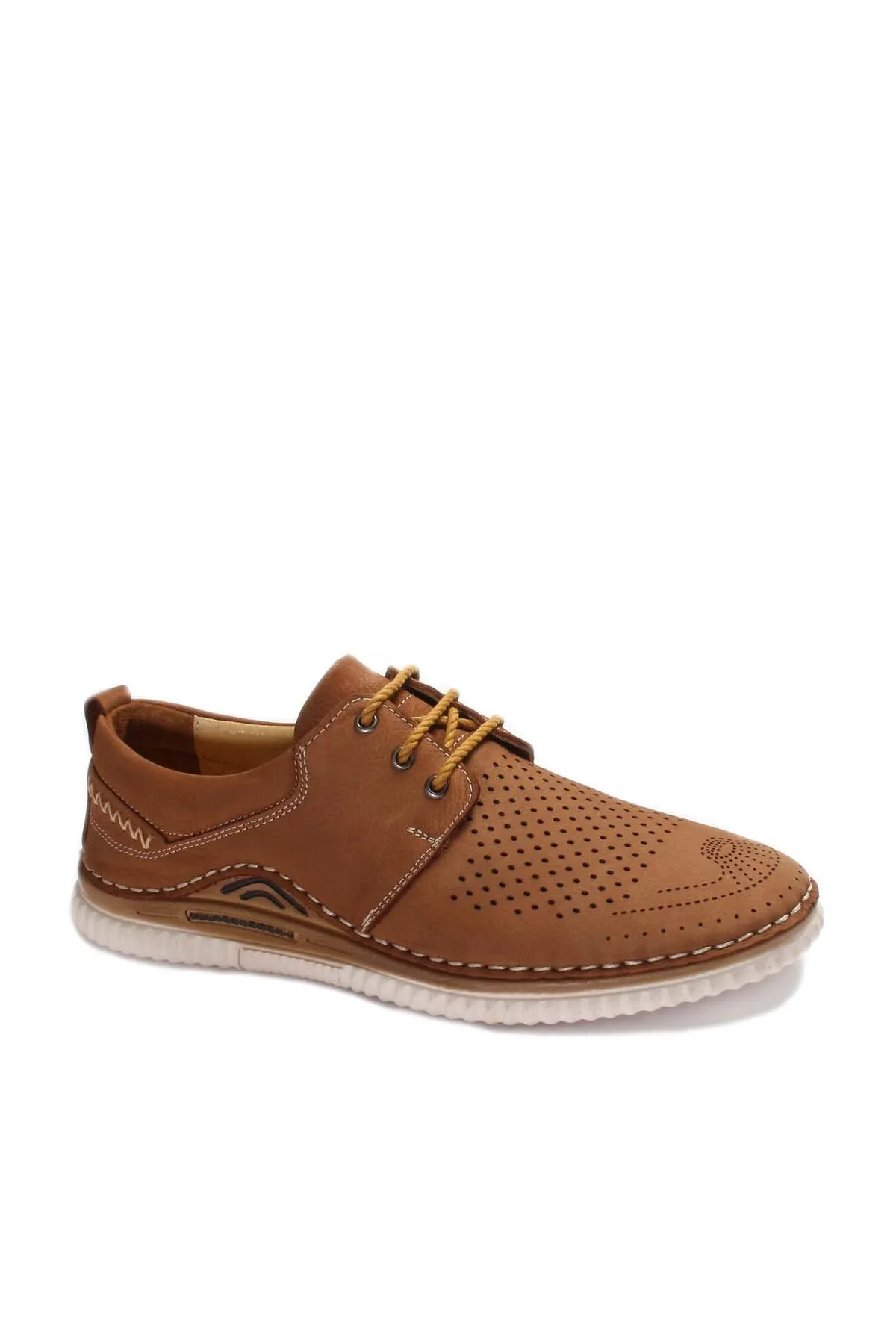 Men's Tan Perforated Casual Derby Shoes - Wessi sold by Wessi product image thumbnail 3