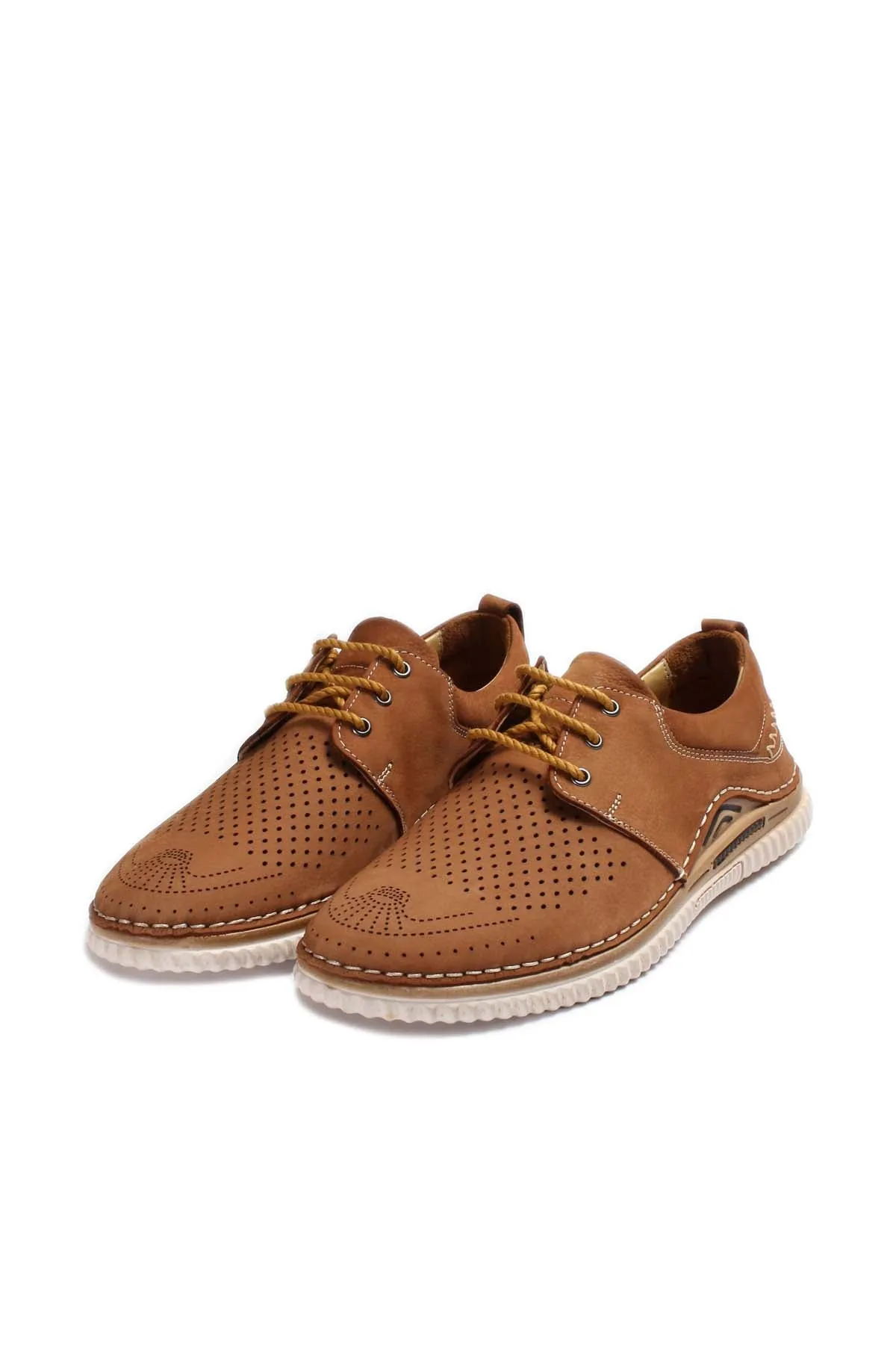 Men's Tan Perforated Casual Derby Shoes - Wessi sold by Wessi product image thumbnail 5