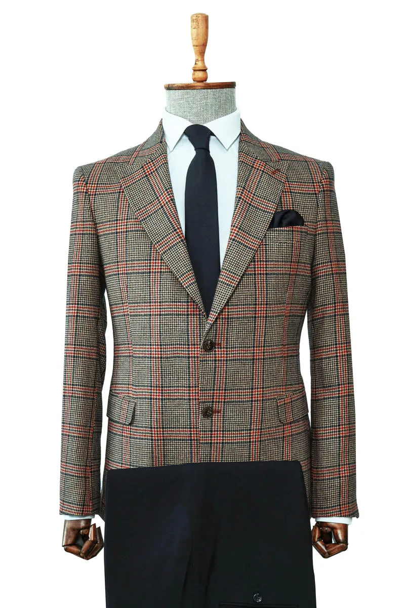 Checked Blazer, Navy Trousers, White Shirt, and Tie Combination - Wessi - Timeless Office Look sold by Wessi