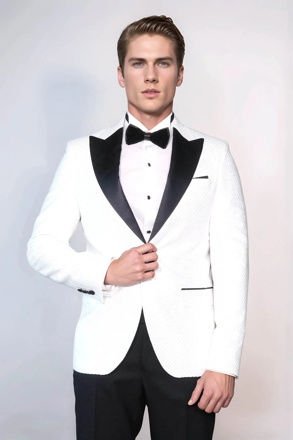 Satin Shawl Lapel Textured Men's White Tuxedo Jacket - Wessi sold by Wessi product image thumbnail 4