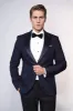Satin Shawl Lapel Textured Men's Navy Blue Tuxedo Jacket - Wessi sold by Wessi