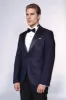 Satin Shawl Lapel Textured Men's Navy Blue Tuxedo Jacket - Wessi sold by Wessi