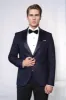 Satin Shawl Lapel Textured Men's Navy Blue Tuxedo Jacket - Wessi sold by Wessi