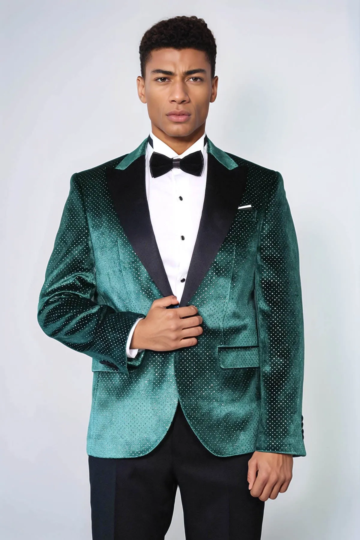 Sparkling Dotted Peak Lapel Men's Green Tuxedo Jacket - Wessi sold by Wessi product image thumbnail 4