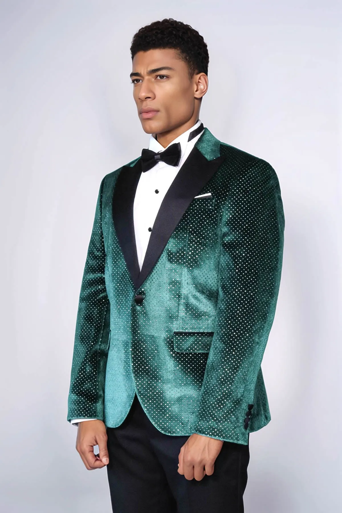 Sparkling Dotted Peak Lapel Men's Green Tuxedo Jacket - Wessi sold by Wessi product image thumbnail 3