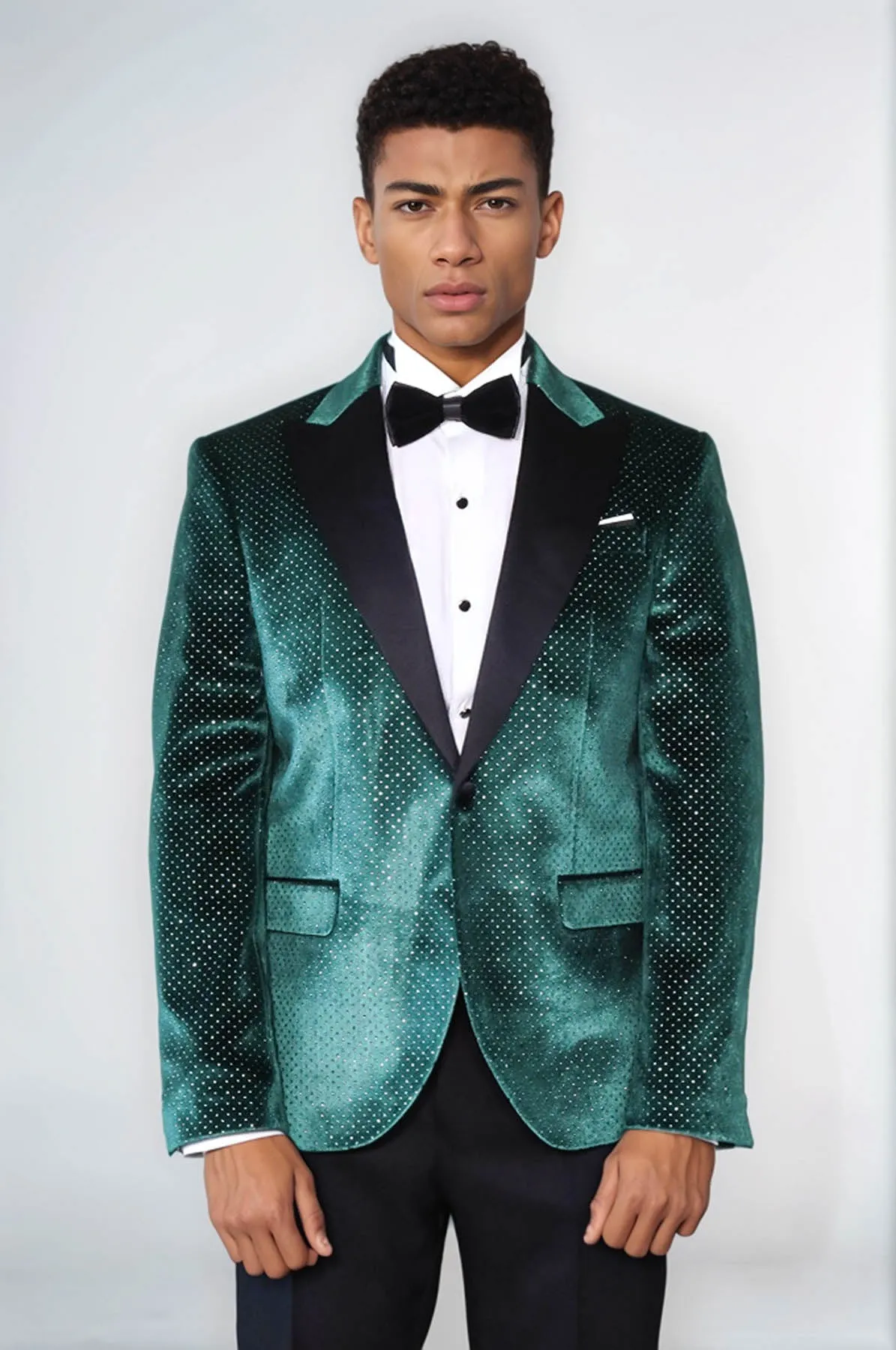 Sparkling Dotted Peak Lapel Men's Green Tuxedo Jacket - Wessi sold by Wessi product image thumbnail 2