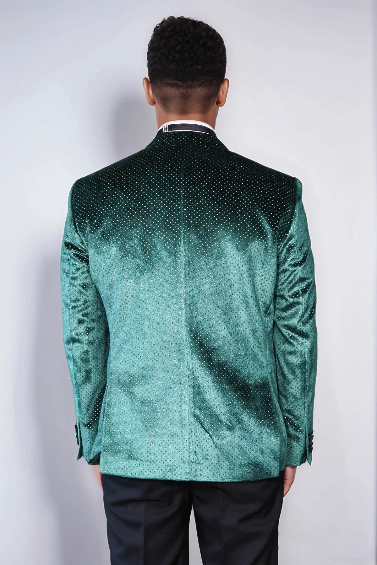 Sparkling Dotted Peak Lapel Men's Green Tuxedo Jacket - Wessi sold by Wessi product image thumbnail 5