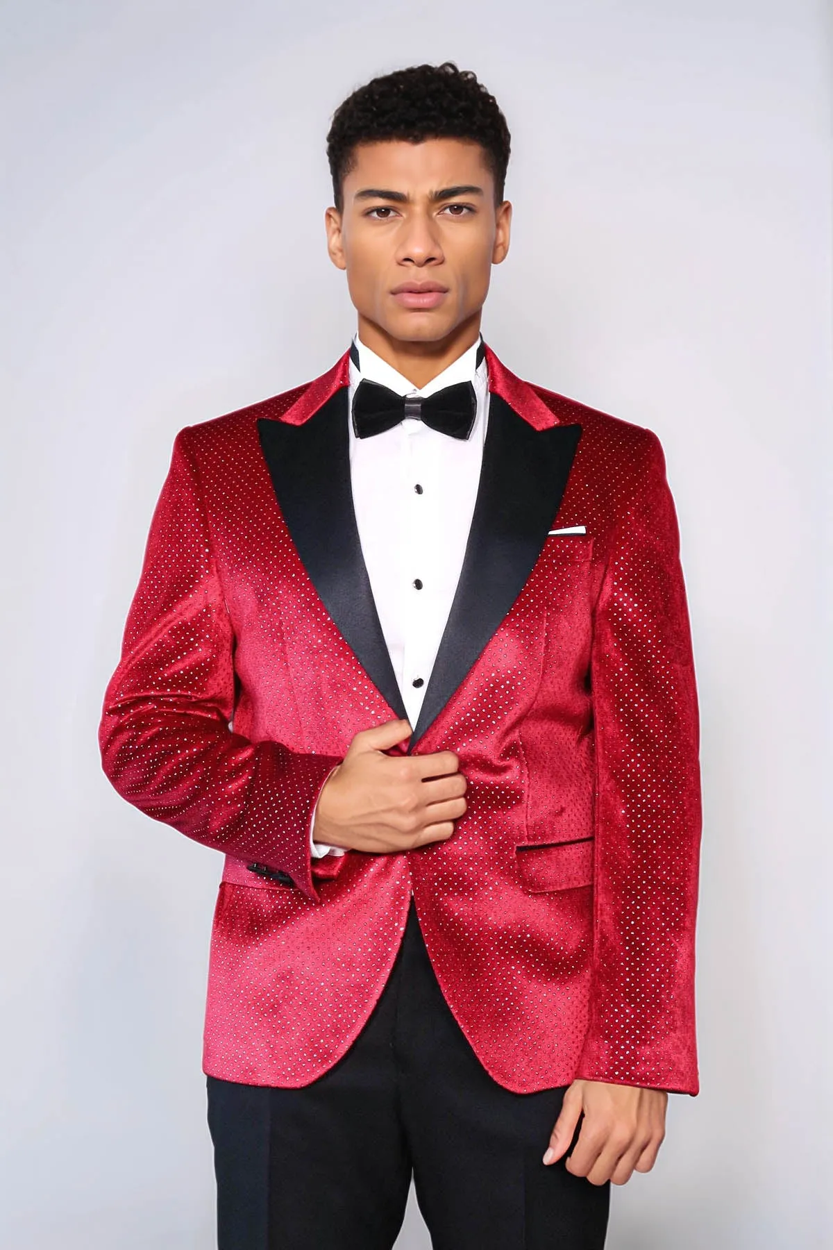 Sparkling Dotted Peak Lapel Men's Burgundy Tuxedo Jacket - Wessi sold by Wessi product image thumbnail 4