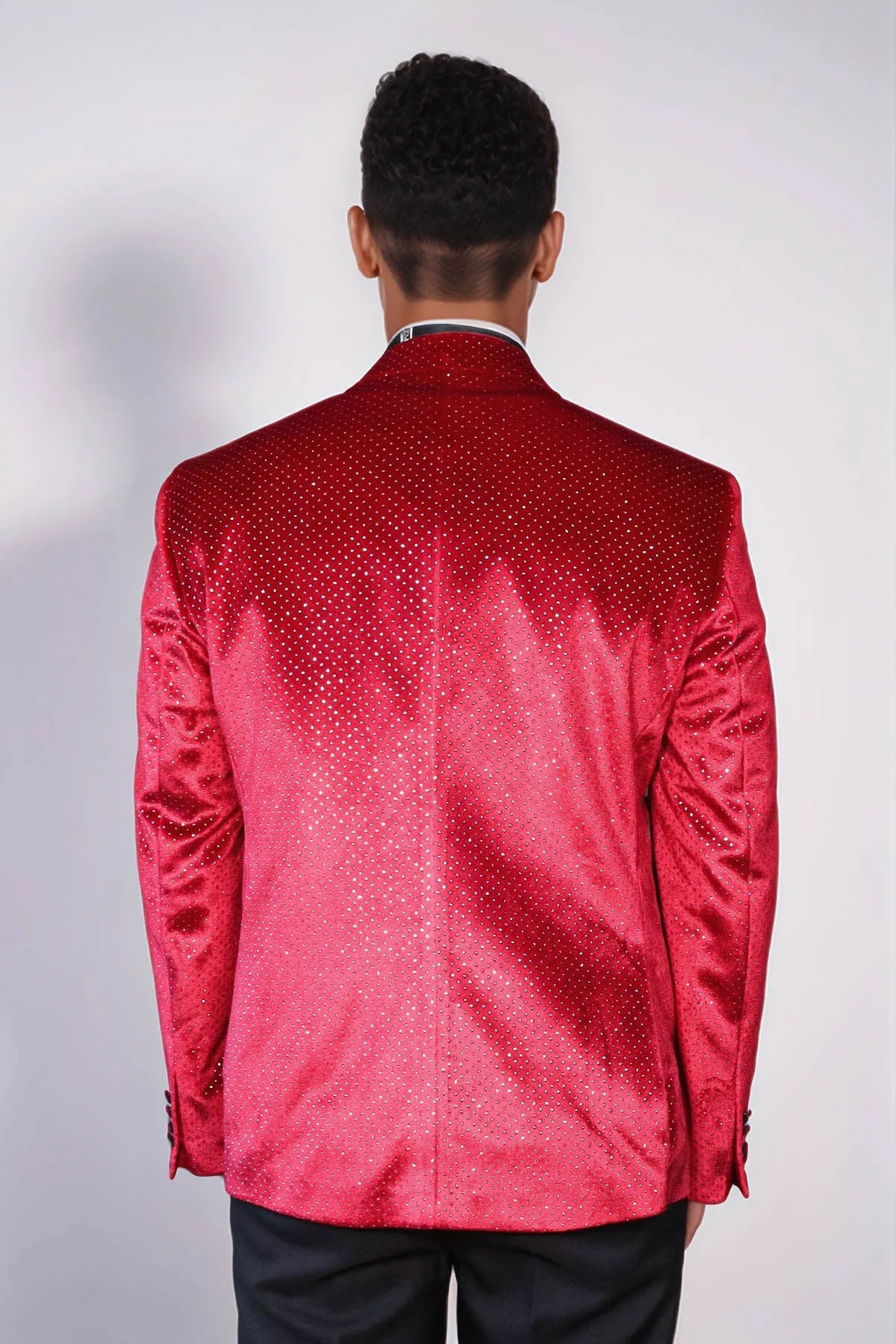 Sparkling Dotted Peak Lapel Men's Burgundy Tuxedo Jacket - Wessi sold by Wessi product image thumbnail 5