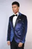 Sparkling Dotted Peak Lapel Men's Navy Blue Tuxedo Jacket - Wessi sold by Wessi
