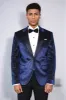 Sparkling Dotted Peak Lapel Men's Navy Blue Tuxedo Jacket - Wessi sold by Wessi